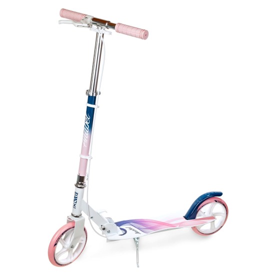 Aliuminis paspirtukas RAVEN ANABEL Navy/Pink su dideliais 20 cm. ratais Handbrake